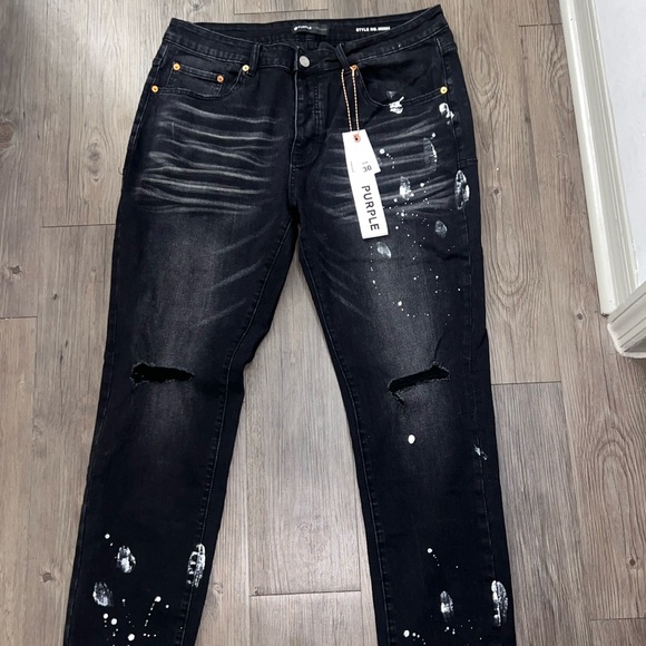 Purple Jeans Black Resin Knee Slit